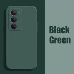 Shockproof Liquid Silicone TPU Monochrome Phone Case for Redmi 15 169.5MM (Black Green)