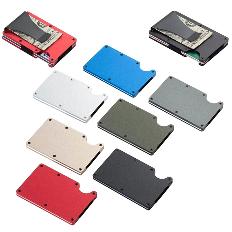 Sleek Unisex Minimalist Wallet - Slim RFID Blocking Card Holder with Removable Money Clip