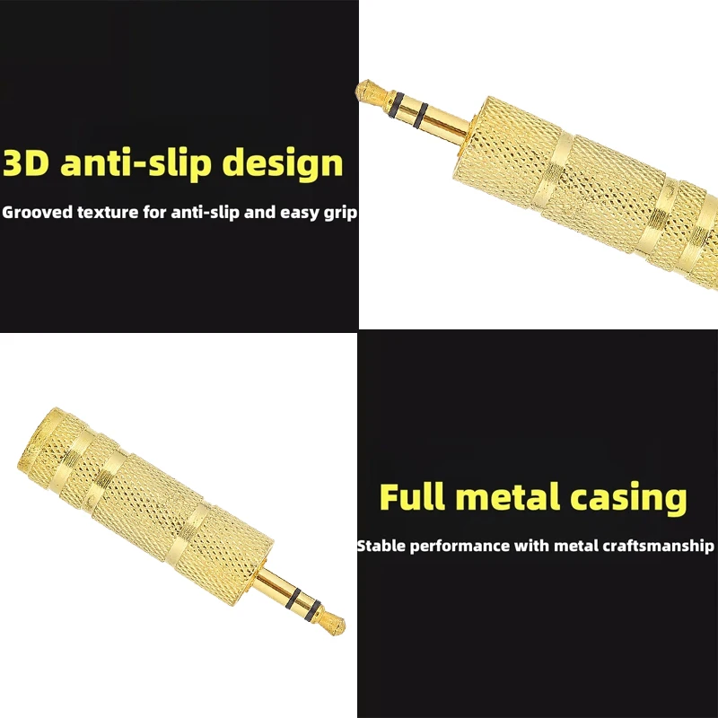 Universal Audio Adapter - Dual Size 6.5mm and 3.5mm Male Stereo Converter for Headphones and Microphones