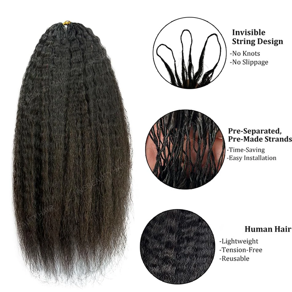 Kinky Straight Crochet Hair Pre-Looped Human Hair Boho Braids & Twists Buttery Soft Lightweight Feather Texture Hair Extensions 2