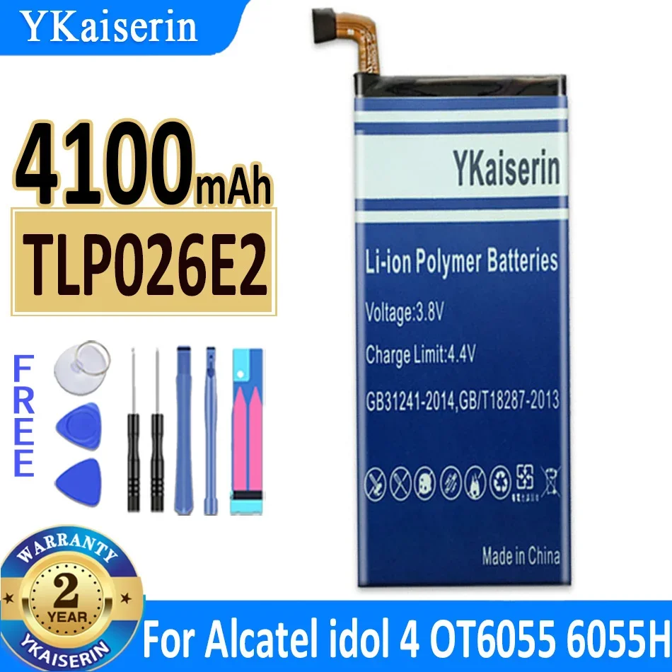 

Аккумулятор ykaisin 4100 мАч TLP026E2 для ALCATEL ONE TOUCH IDOL 4 6055K TLp026E2 OT-6055 Idol4 6055B 6055H 6055U 6055Y Bateria