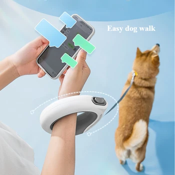 Automatic pet leash Retractable adjustable explosion-proof impact safety lock design outdoor walking training portable for large 1