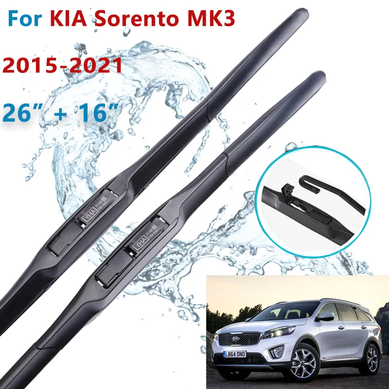 

For KIA Sorento 2015 2016 2017 2018 2019 Sorento Prime UM MK3 Accessories Front Windscreen Wiper Blade Brushes for Car U J Hook