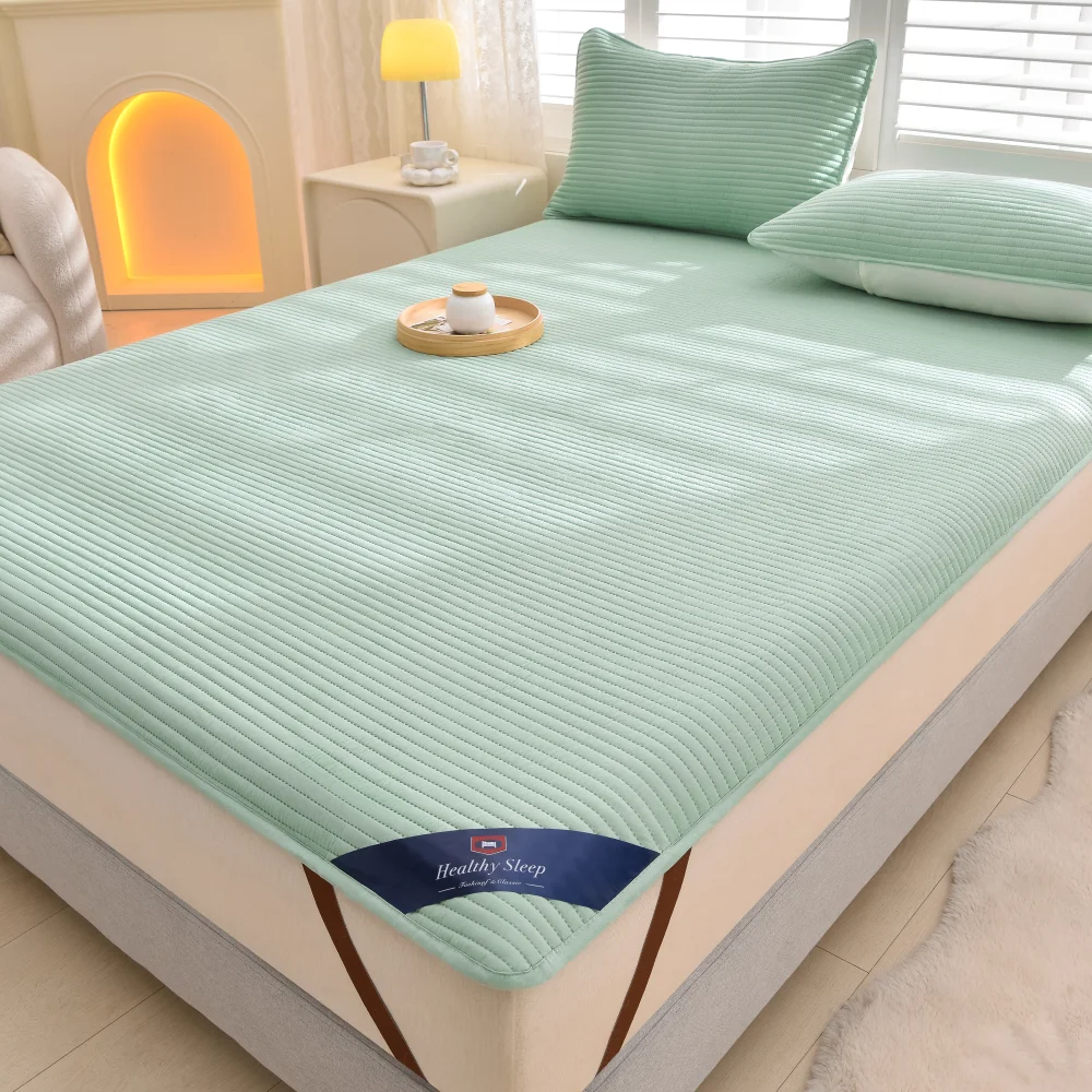 Waterproof Striped Mattress Protector - Soft, Breathable & Comfortable Cover for Beds
