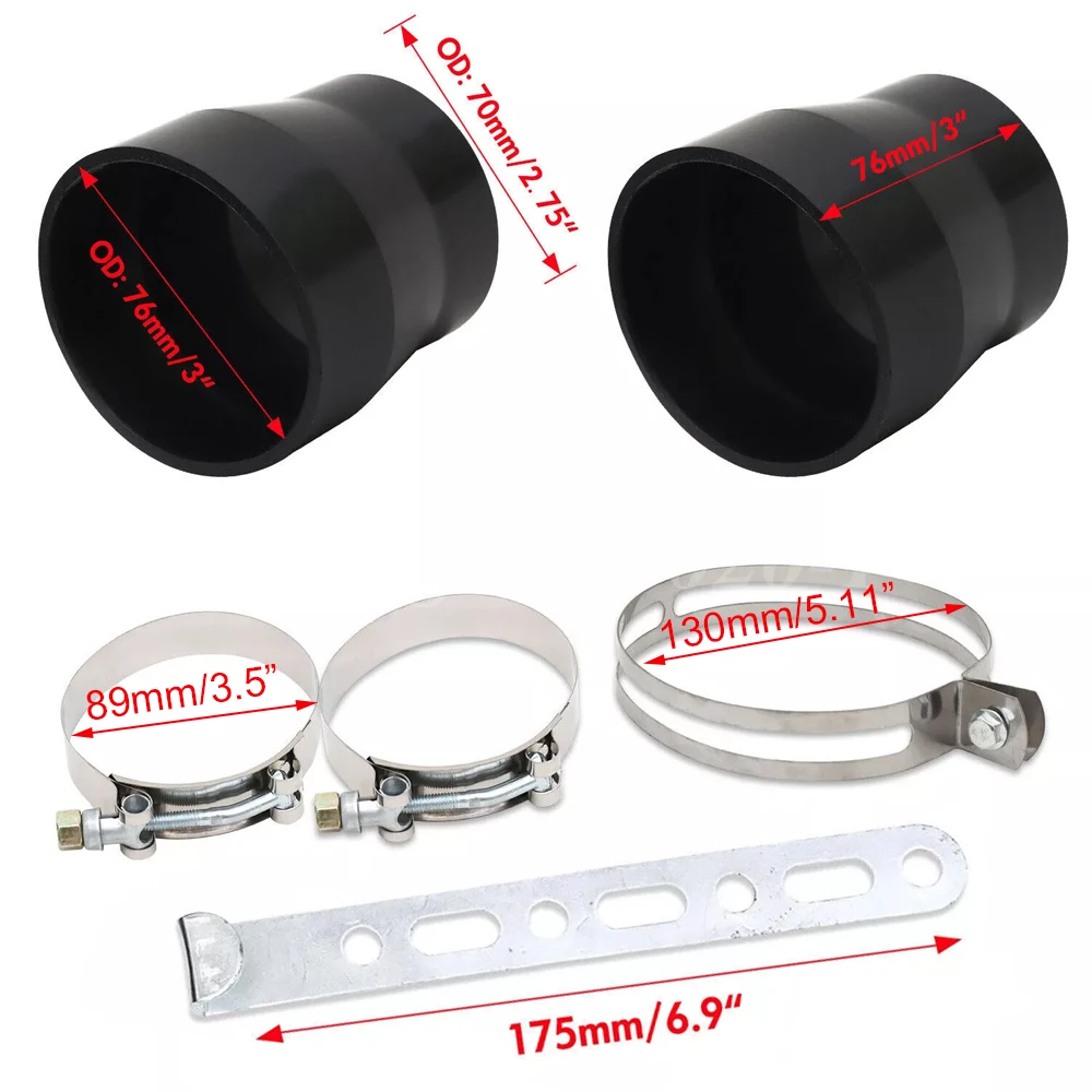 Universal Car 76mm 3 inch Carbon Fibre Cold Air Filter Feed Enclosed Hight Flow Cold Air Intake Induction Pipe Hose Kit 1 Set air filters