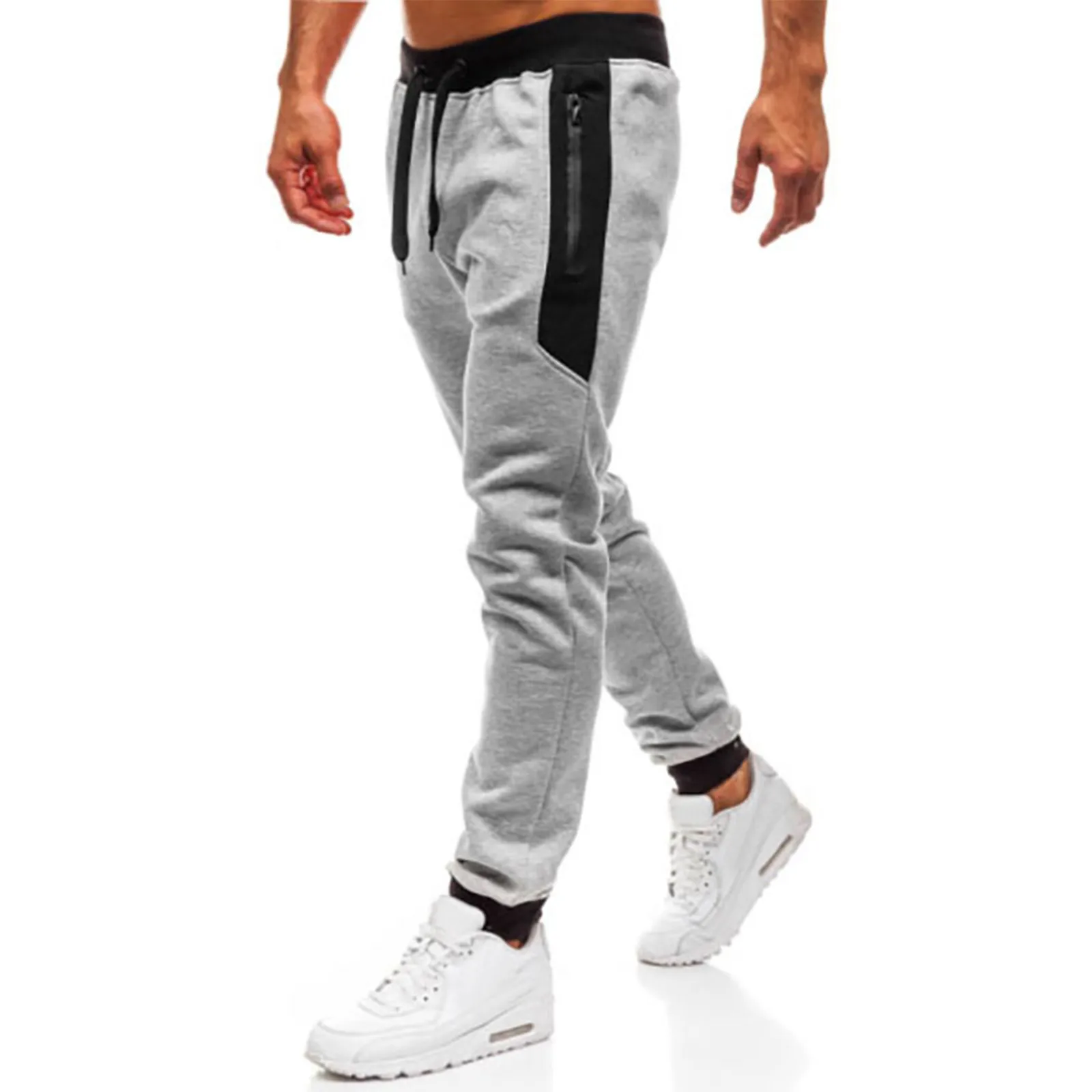 Men Casual Pants Stretch Skinny Straight Sports Drawstring Solid Pocket Man Y2k Clothing Gym Work Trousers Pantalones Streetwear