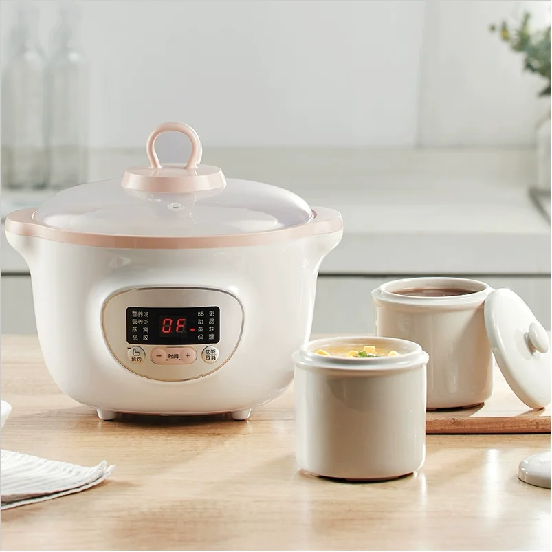 

220V Automatic Electric Slow Stewer Ceramic 1.6L Electric Stew Pot Food Stewing Machine Multi Cooker