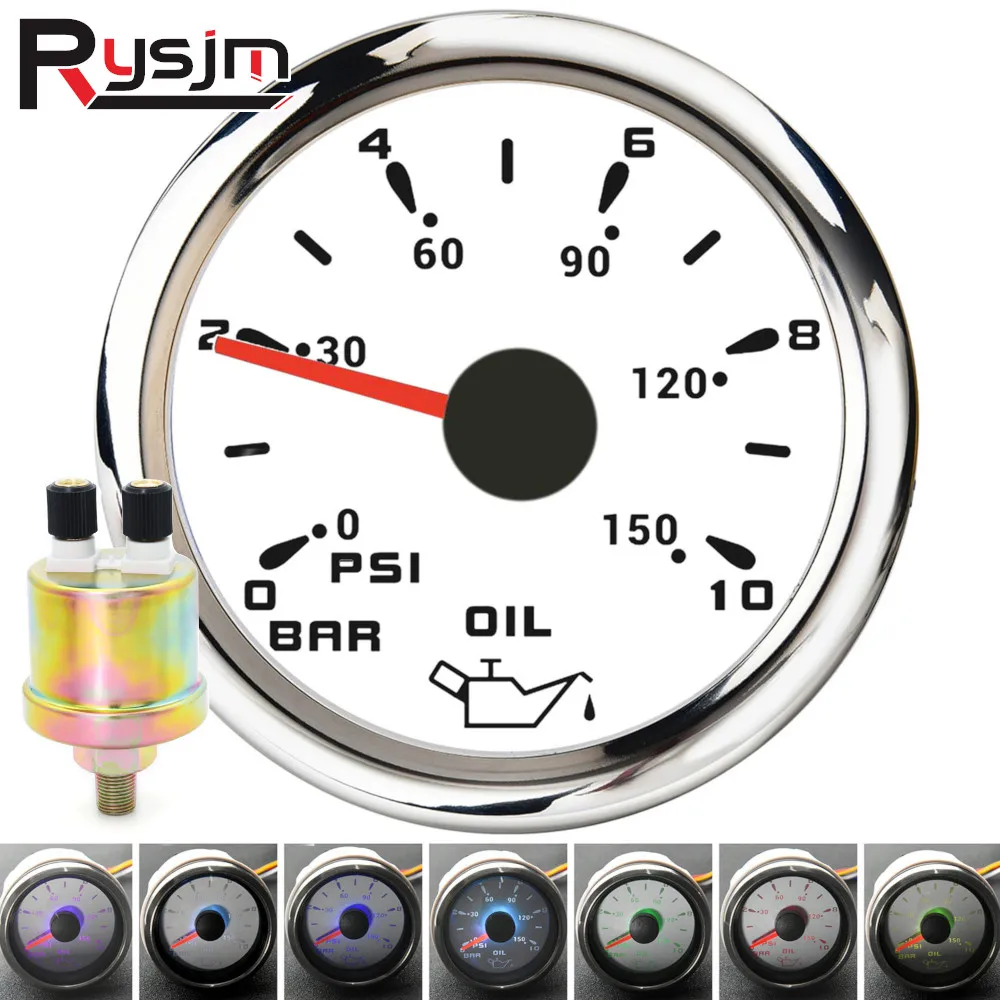 2.5 Inch 60mm Electronic Oil Pressure Press Gauge Meter +Sensor Colorful Shark D
