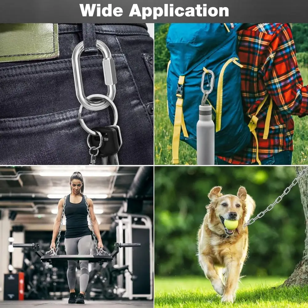 New 304 Stainless Steel Quick Link Oval Heavy Duty Rope Connector D Shape Locking Carabiner Clip Camping