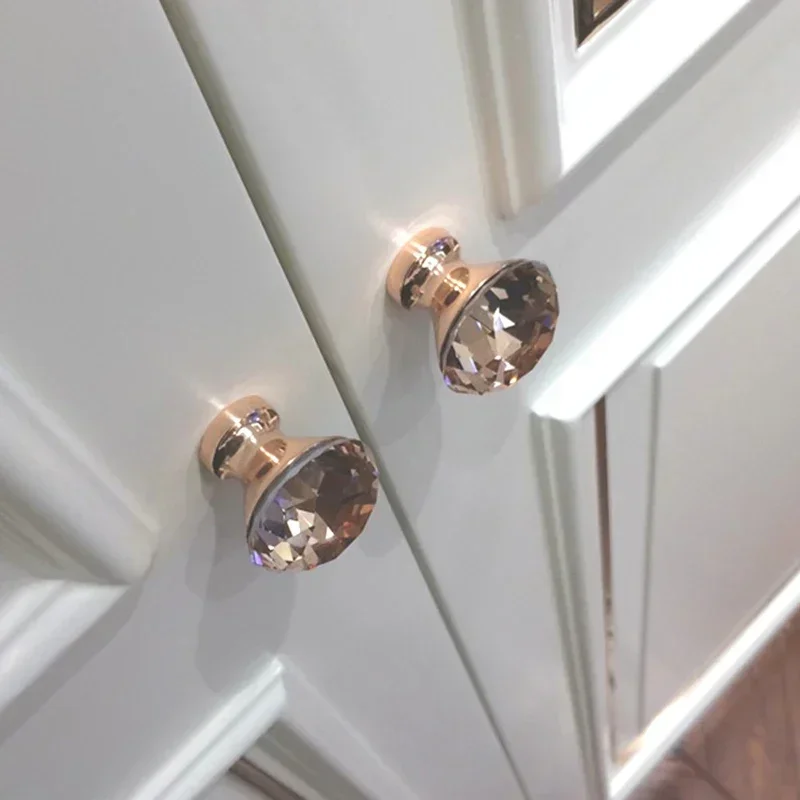 Description Picture 5 of item1PC Rose Gold Rhinestone Door Knob Cabinet Drawer Cupboard Wardrobe Kitchen Pull Handle Door Pulls Hardware Cabinet Accessories