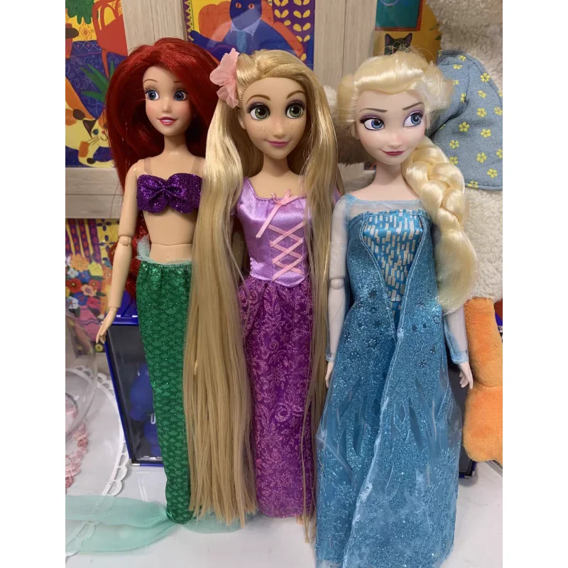 

Disney Elsa Mermaid Snow White Tangled Rapunzel Belle Cinderella Aurora Action Doll Toys Girl Birthday Gift