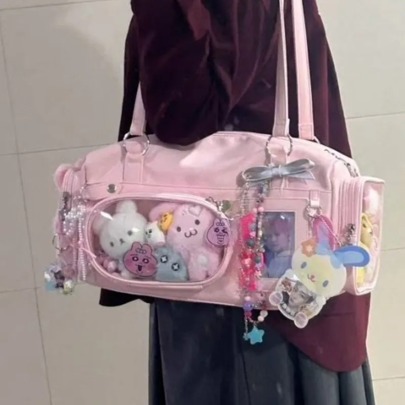 JIAERDI Transparent Silver Itabag Women Versatile Double Sided Pocket Casual Pain Bag Girls Harajuku Aesthetic Shoulder Bags New