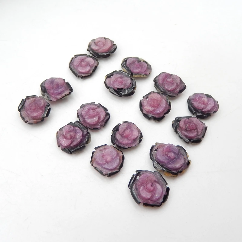 Wholesale,1Pair Natural Stone Ruby Gemstone Carved Flowers DIY Jewelry Fashion Earrings Accessories For Women 13x5mm 3g
