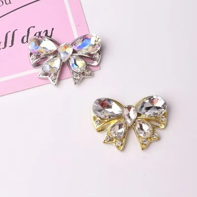 26*36mm 합금 라인스톤 리본 크리스탈 헤어 액세서리, DIY 수제 재료, 의류 및 로리타 의류 2개