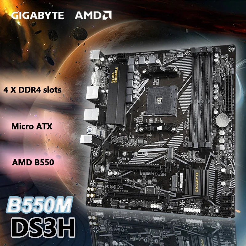 GIGABYTE Nova GA B550M DS3H Micro ATX AMD B550 DDR4 4733(O.C.)MHz M.2