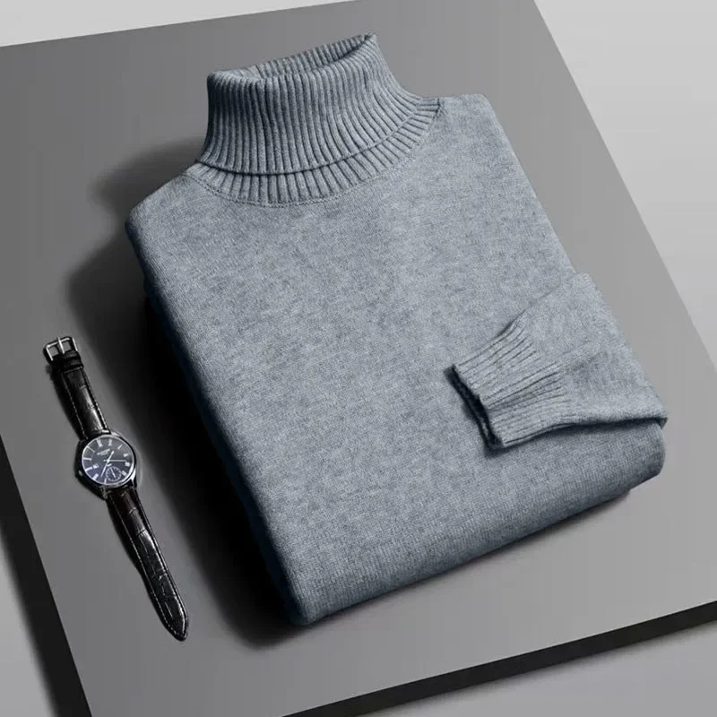 Mens Knitted Turtleneck Sweater Slim Fit Long Sleeve Anti pilling Pullover turtleneck sweater