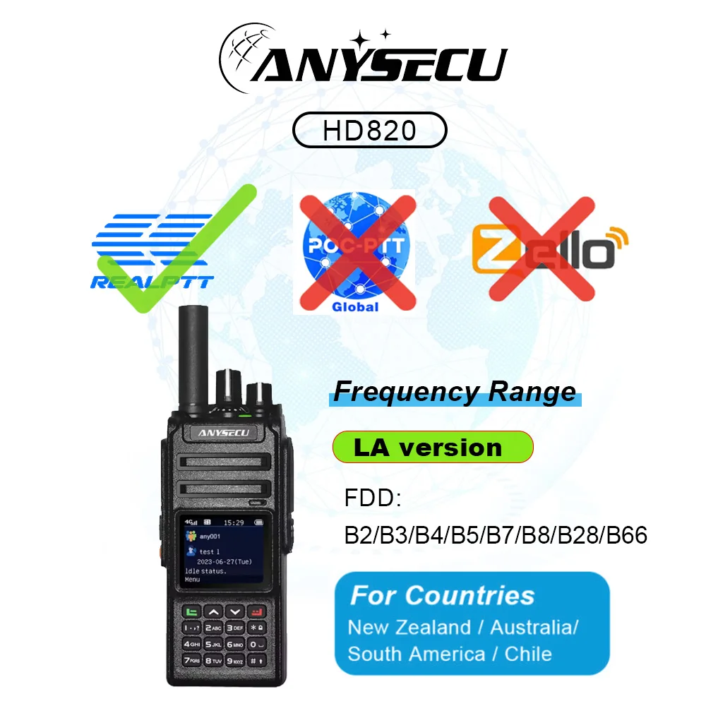 heyco 2PCS Anysecu HD820 4G POC walkie talkie Linux System 2800mAh