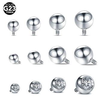 G23 티타늄 나사 볼 교체 액세서리, 코 라브레트, 산업용 바벨, 눈썹 링, 바디 쥬얼리, 14G, 16G, 1 개, 10 개