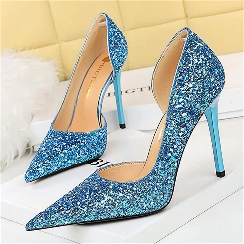 Blue Sparkly High Heels