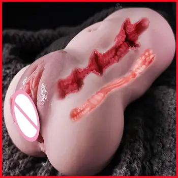 Silicone Real Sex Vagina Ass Erotic Men Pleasure Male Masturbator Vagina Sex Toys for Men Half Body Fake Pocket Pussy Realistic 3
