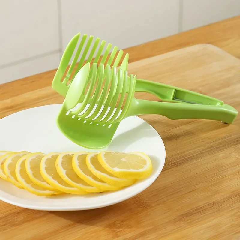 Stainless Steel Kitchen Handheld Orange Lemon Slicer Tomato Cutting Clip Fruit Slicer Onion KitchenItem Cutter Accessorie