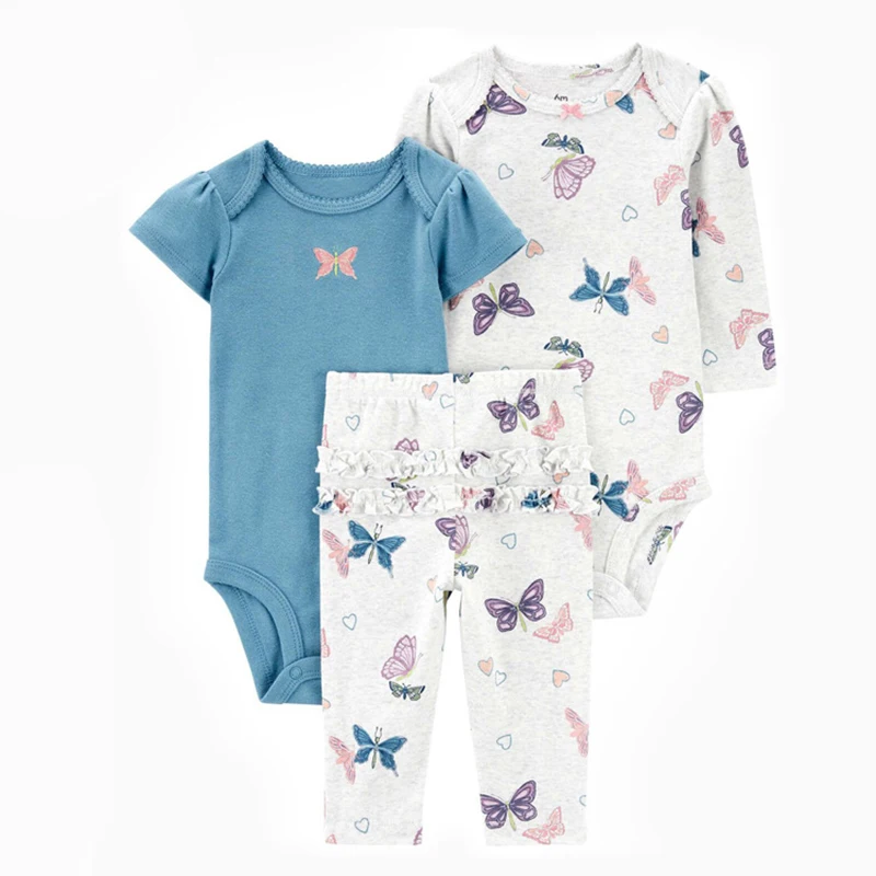 2025 Baby Girls Clothes Autumn Spring Newborn Infant Outfit Cotton Bodysuit Top And Bottom Pants Kids Toddler Clothing Set 6-24M - 3