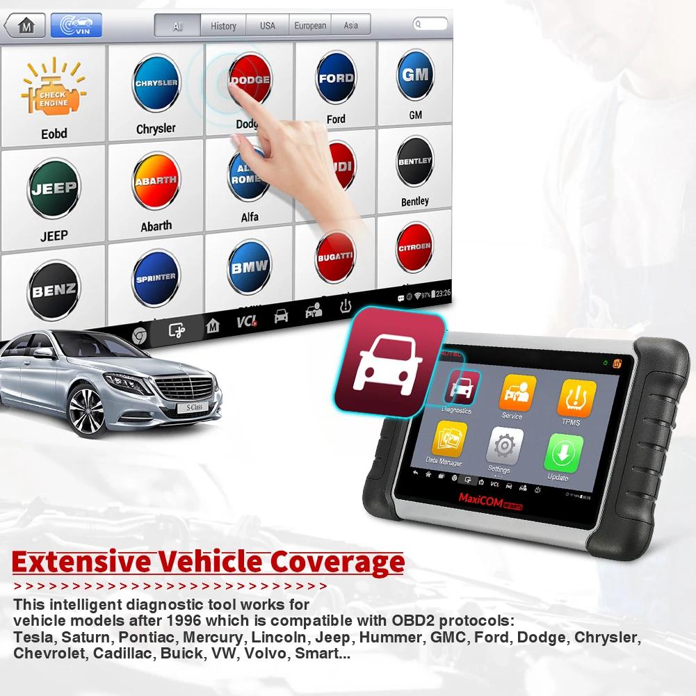 Autel MK808TS 자동차 범용 자동차 스캐너, 모든 차량용 차량 진단 기계 도구 가격