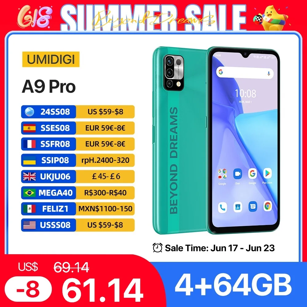 Разблокированный смартфон UMIDIGI A9 Pro