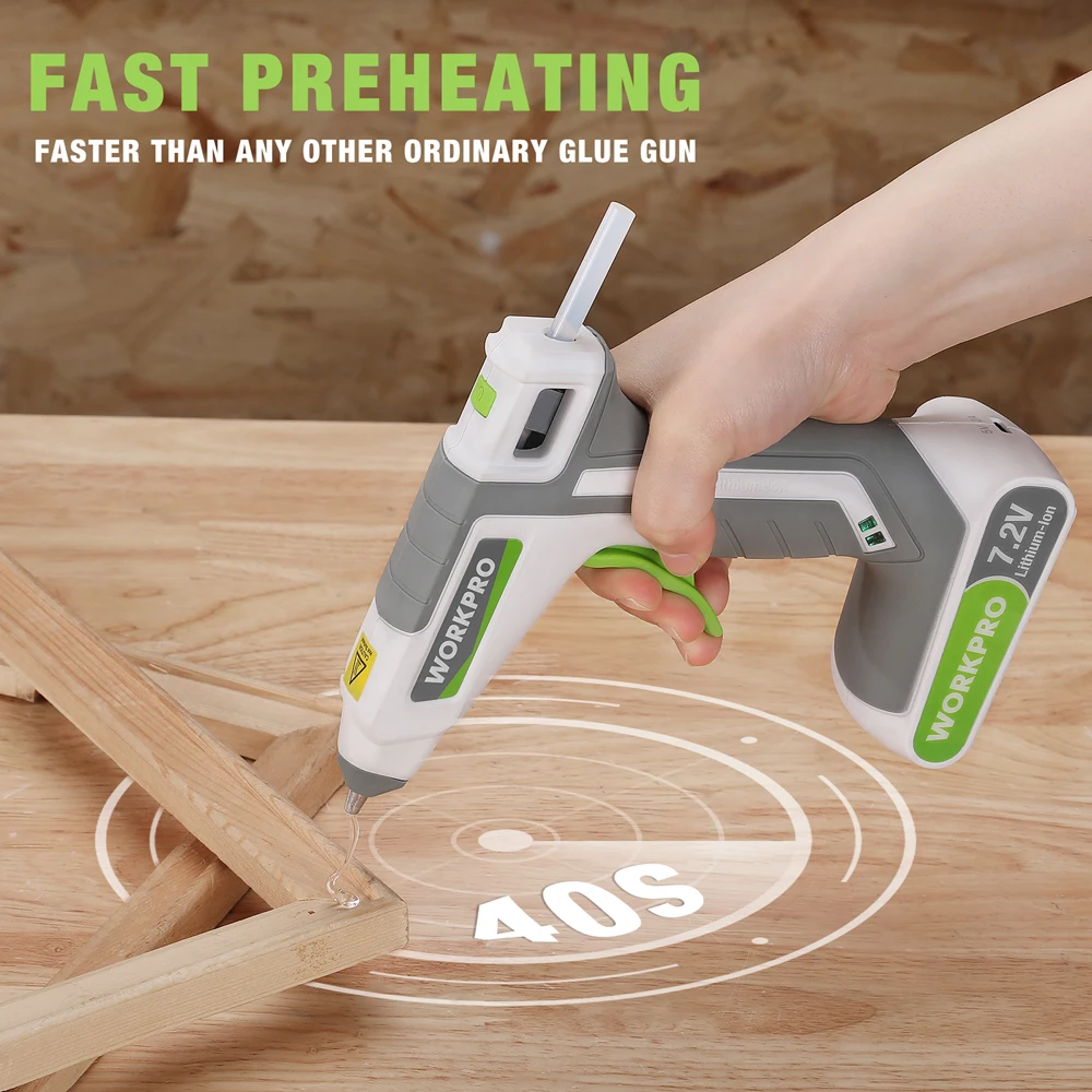 WORKPRO Glue Gun 7.2V Lithium Battery Hot Silicone Gun Hot Melt Glue Gun with 20pcs Premium Glue Sticks for DIY Crafts Arts 4