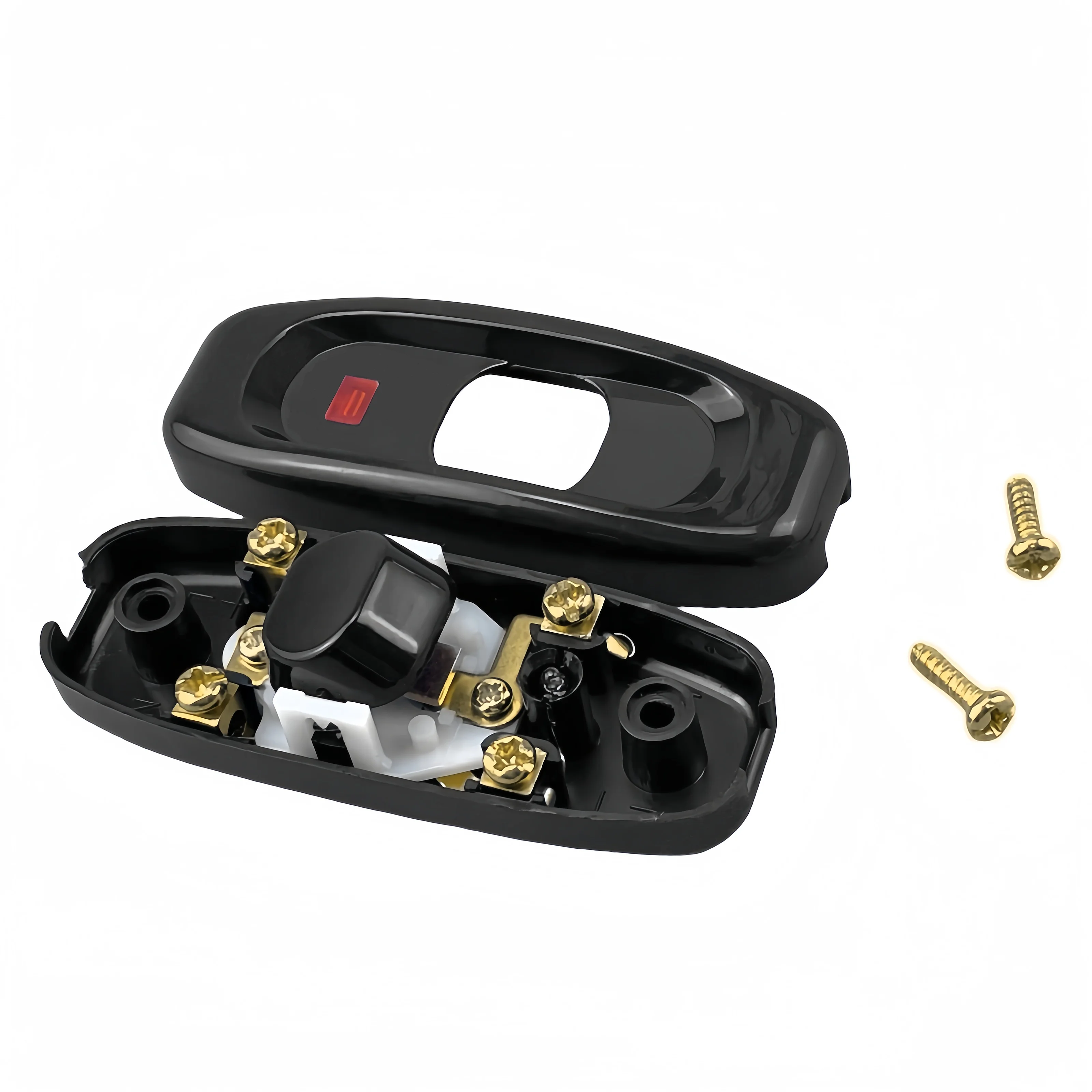 GW320 10A 250V In-Line On/Off Cord Switch rocker switch Indicator light Bedside Switch Light Middle black
