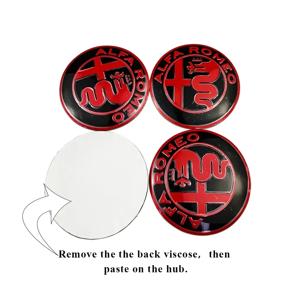Alfa Romeo Wheel Hub Caps Sticker Set - Premium Car Wheel Center Emblems, 4-Piece Accessory Kit