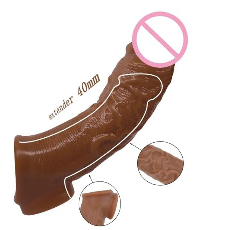 Male Penis Enlargement Condoms Thick Penis Sleeve Cock Rings Real Extender Growth XXl Cock Reusable Intimate Goods