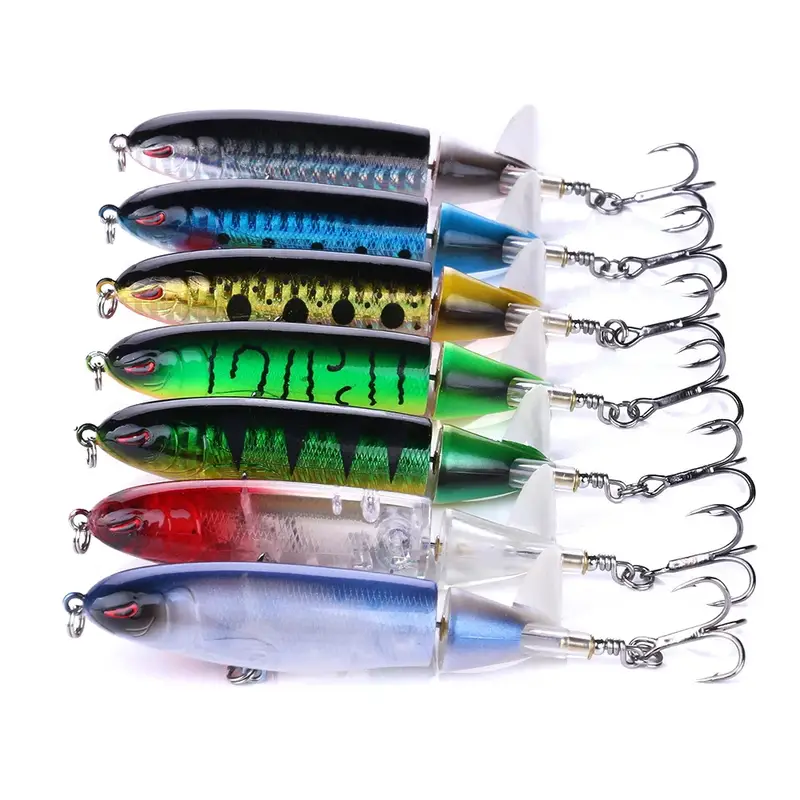 1pcs 10cm 14cm Topwater Spinner Fishing Lure Popper Artificial Pencil Hard Bait Propeller Rotating Tail Fishing Tackle Swimbait - Image 6