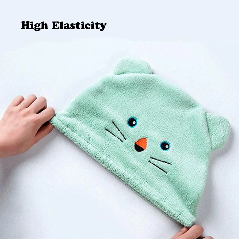 Kids Shower Cap Cute Hair Wrapped Bath Drying Towels Ultra Soft Microfiber Quick Dry Hat Turban For Children Bathroom