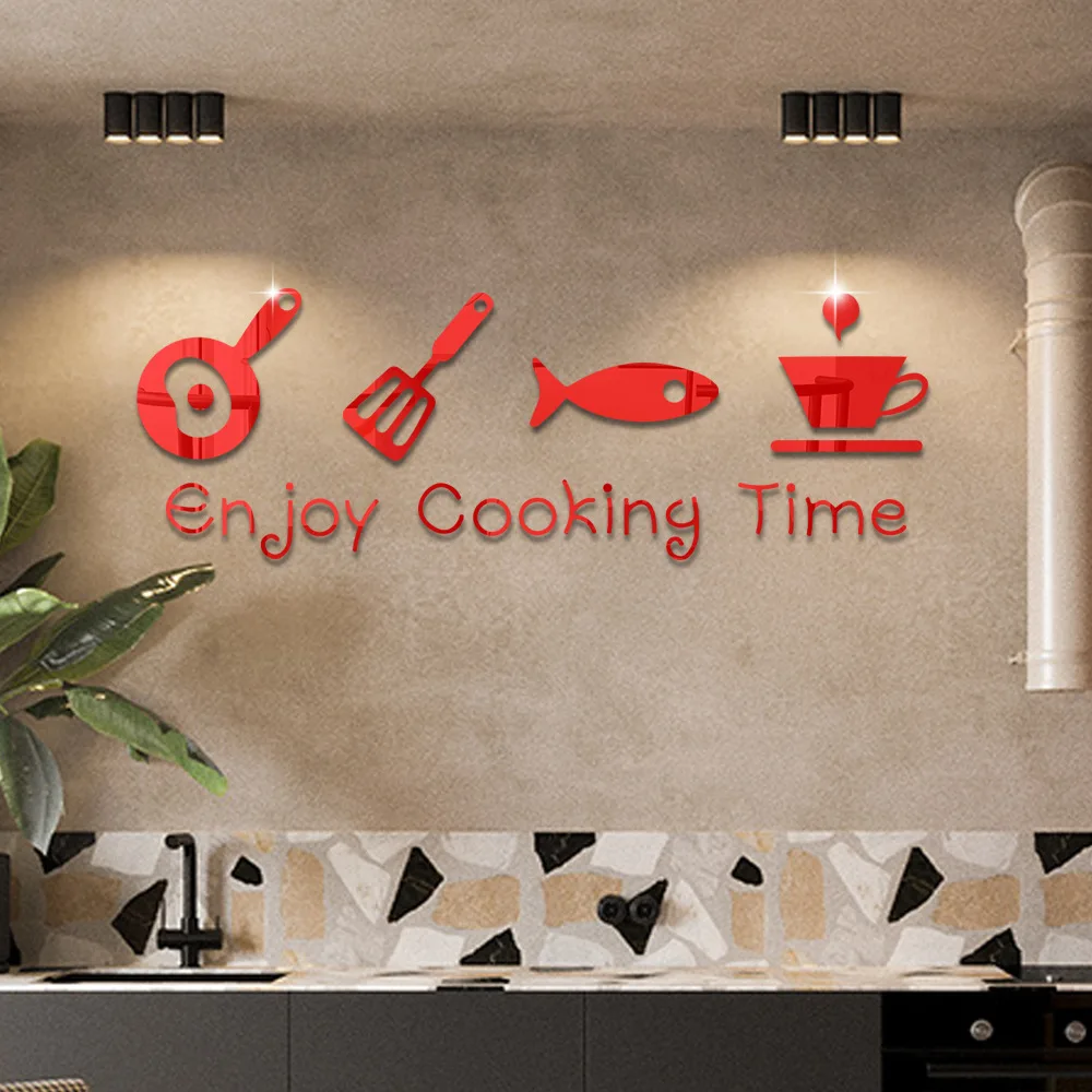3d three-dimensional acrylic mirror wall paste kitchen home cabinet decoration self-adhesive modern fashion house decoration
