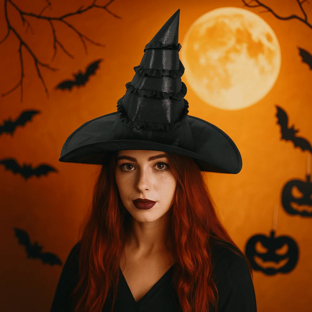 Cool Black Wizard Cap Oxford Cloth Steampunks Halloween Witch Hat Decoration Lolitas Cosplay Witch Hat Parties