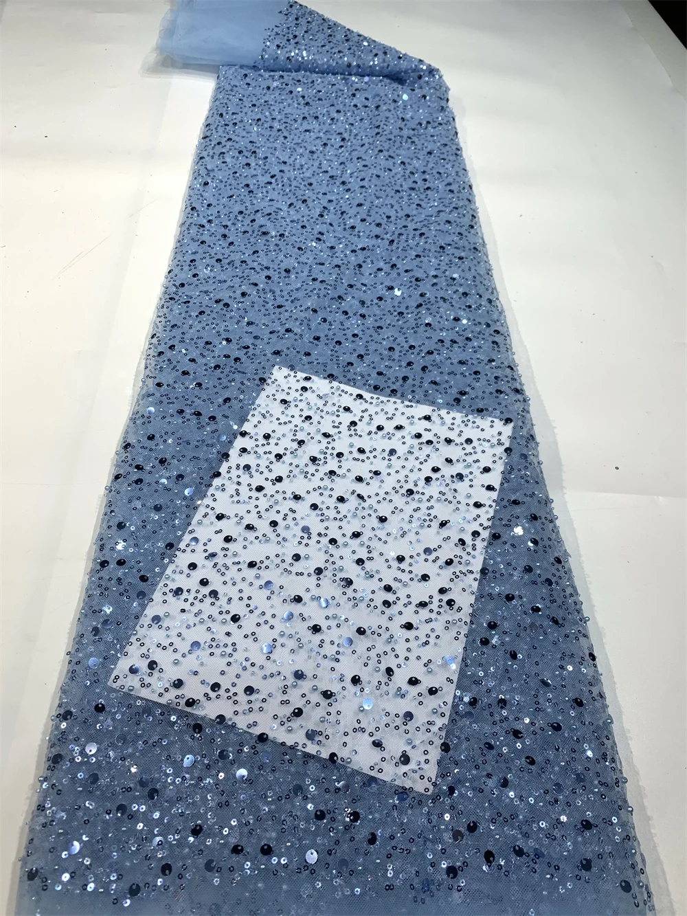 Lace Trim Fabric African Beads Lace French Net Sequins Embroider 5 Yards For Sewing Woman Party Dress