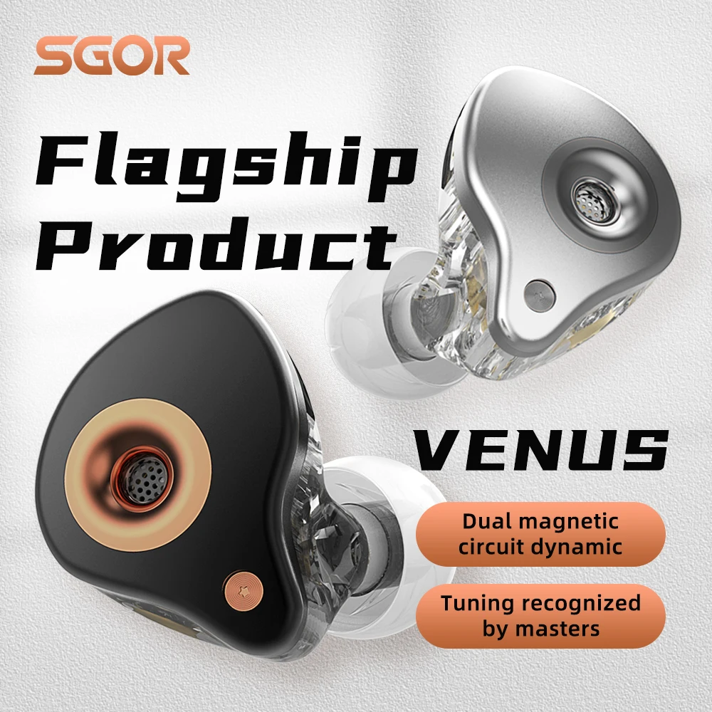 SGOR VENUS Dynamic Earphones HIFI Super Bass Earbuds In Ear Monitor Music Earphones Sport Noise Cancelling Headset of Sportt