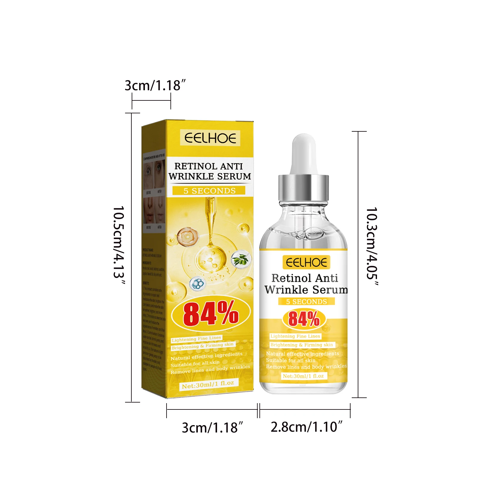 Retinol Anti-Wrinkle Serum Anti Aging Face Lifting Firming Fade Fine Lines Moisturizing Skin Care Hyaluronic Acid Facial Serum 6