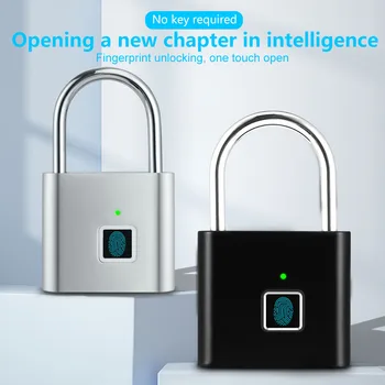 Smart Fingerprint Padlock Outdoor Security Protection Metal Rainproof Keyless Electronic Door Lock USB Charged Anti-Thief 1