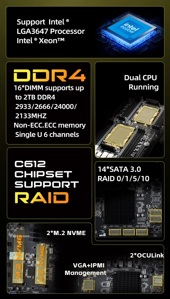 Huananzhi-マザーボードは、Intel xeon、3647世代および世代