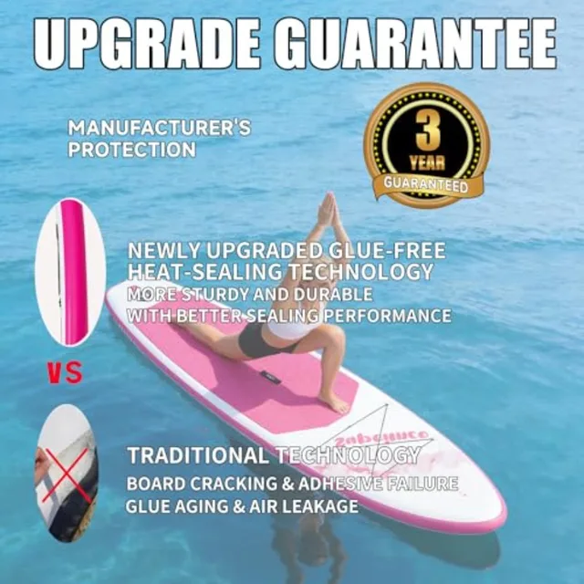 Inflatable Stand Up Paddle Board for adults and youth of all skill levels, made with upgraded glue-free hot melt technology, 10