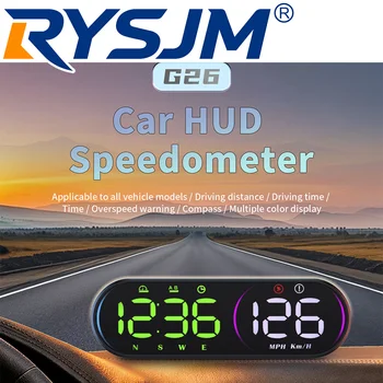 G26 HUD per Auto, Display Digitale Head-Up, Tachimetro GPS Automatico, Ora, Distanza Percorsa, Bussola, Allarme di Sovravelocità, Display Colorato