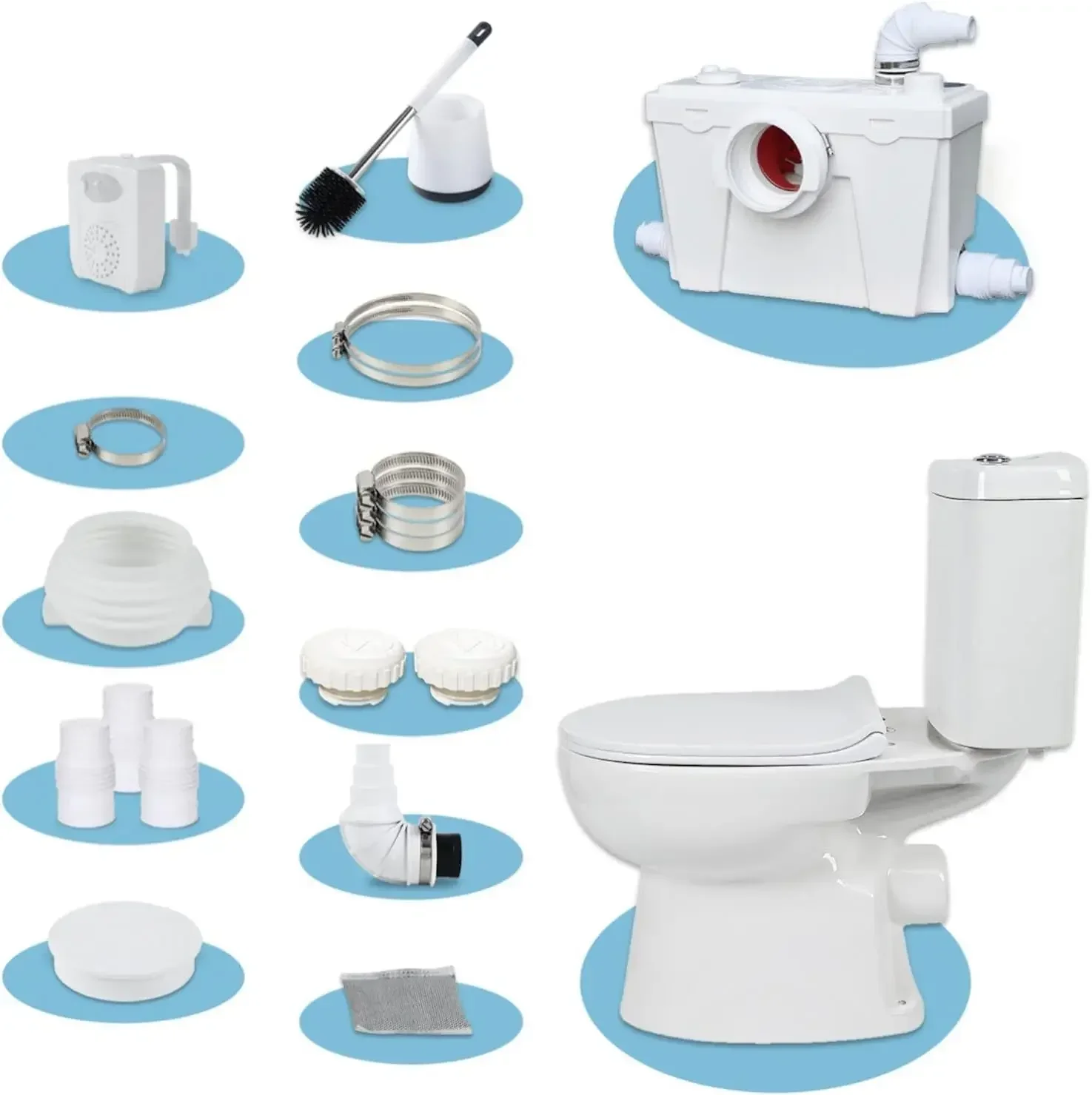 Toilet UpflushToilet for Basement Toilet System Upflush Toilet With Powerful Quiet Macerator Pump with 4 Water Inltes 2