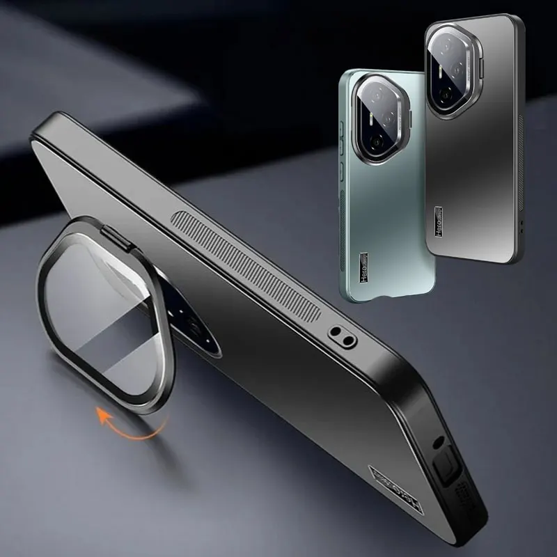 Matte Shockproof Metal Lens Camera Holder Case with Stand