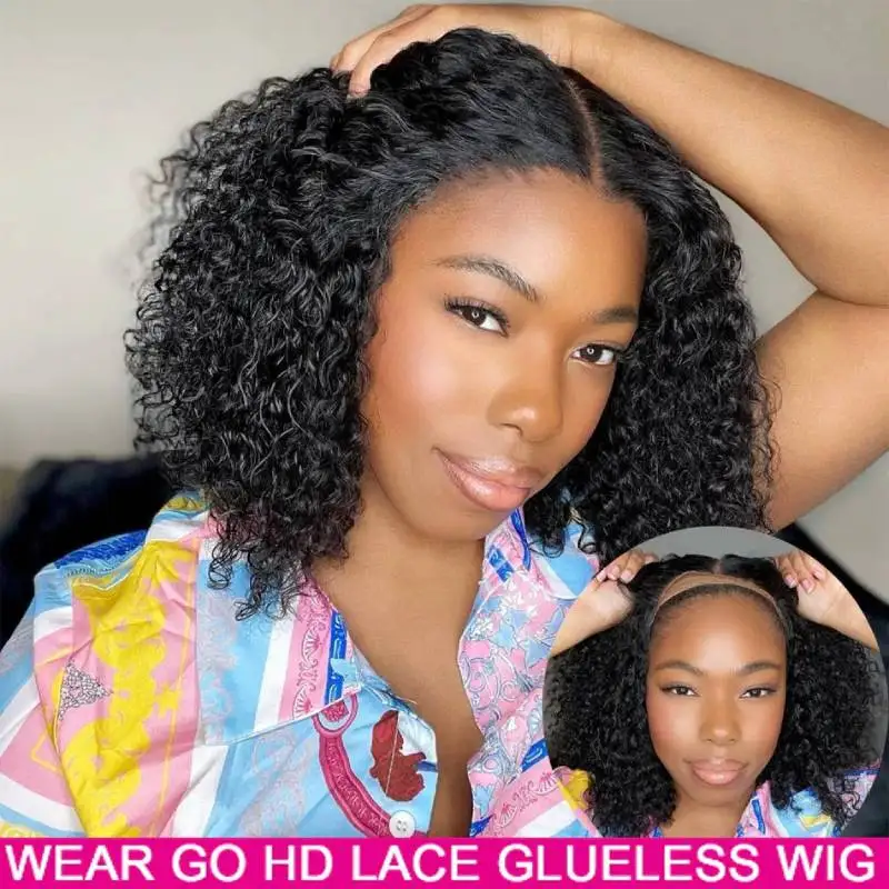 

Glueless Wig Curly Bob Wig Lace Closure Natural Hairline Glueless Preplucked Human Wigs Wear And Go Human Hair Pre Cut Wig YARRA