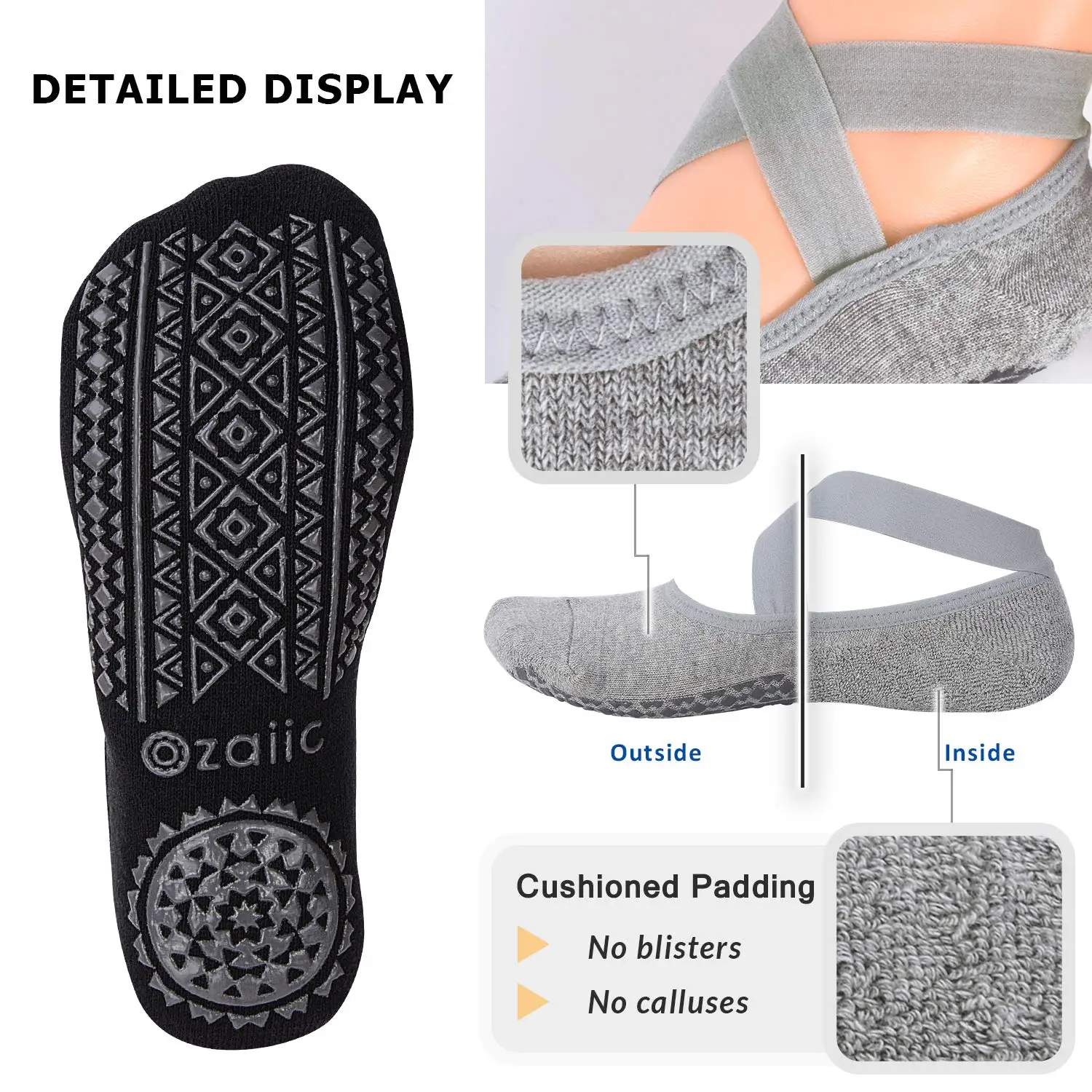 Women's Non-Slip Grip Socks for Yoga, Pilates, Dance, and Fitness Workouts