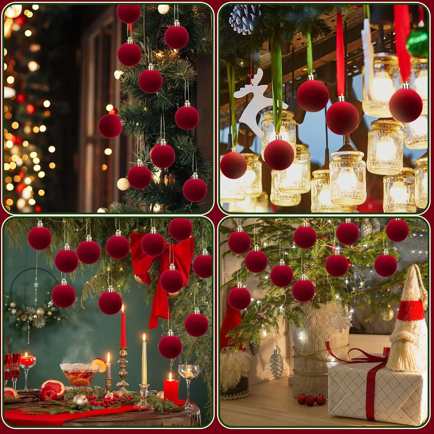 Christmas Balls 6cm Velvet for Xmas Tree Flocked Hanging Pendents Navidad Festival Party Home Decor Supplies