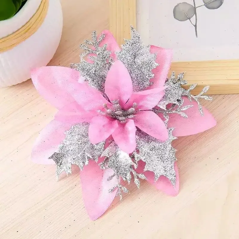 Sparkling Artificial Christmas Flowers - New Year Decoration, Fake Plants, Creative and Interesting, Suitable for Festivals