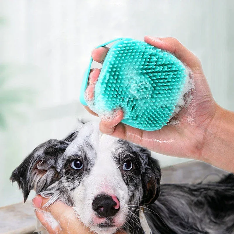 1pcs Bathing Brush Soft Silicone Massager Shower Gel Bathing Brush Clean Tools Comb Hair Dog Cat Pet Cleaning Grooming Supplies 4